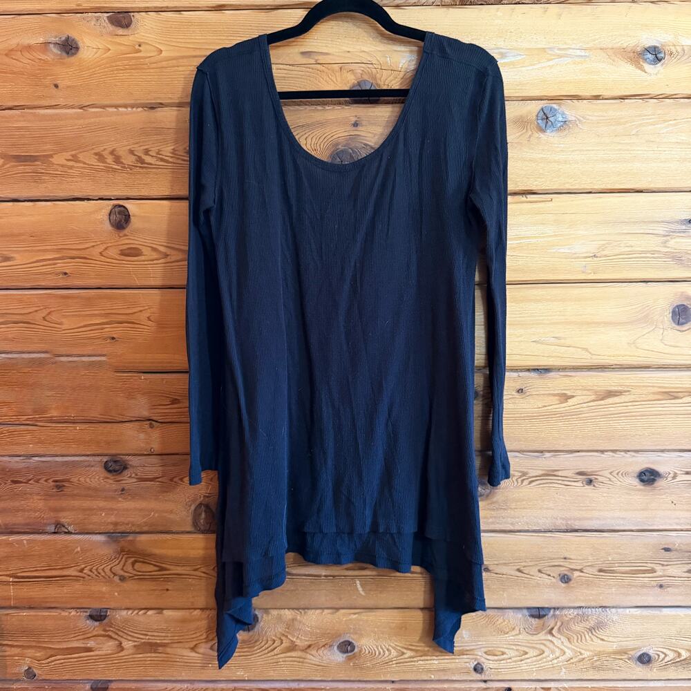 Free People Long Sleeve Thermal Top Black Medium
